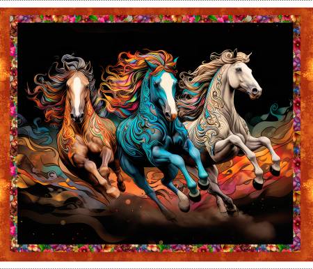 Fabric Panel , Drinkers of the Wind, Galloping Beauties 36In Panel Multi 22362-PNL