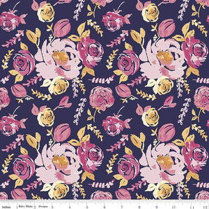 Fabric, Knit, Riley Blake, Floral   KD11256   Blue/Pink