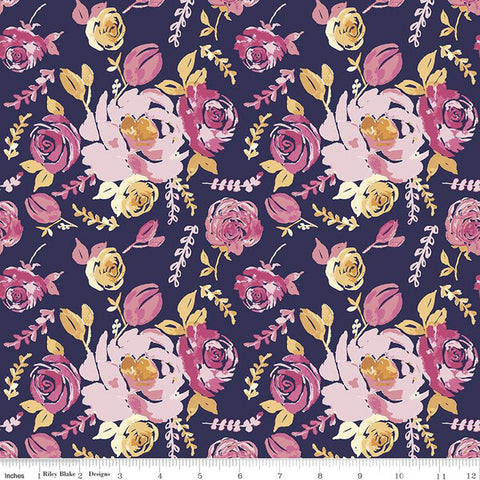 Fabric, Knit, Riley Blake, Floral   KD11256   Blue/Pink