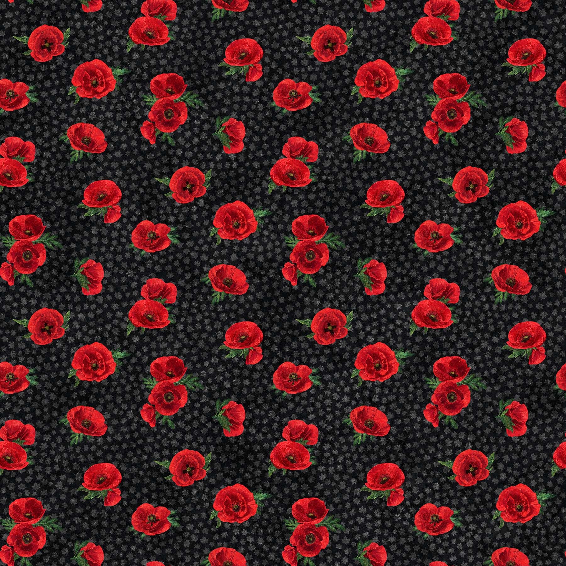 Fabric, Stonehenge Oh Canada, 11, Small Poppy Toss Black Multi 25237-99