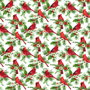 Fabric, Cardinal Christmas, White Multi 25481-10