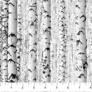 Fabric, Naturescapes Solitude Gray Birch Trees 26775-91