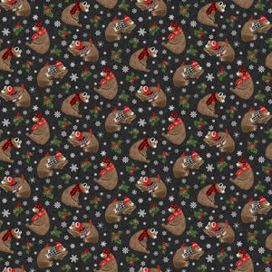 Fabric, Beary Merry Christmas, Tossed Bears, Black Multi #27058-99