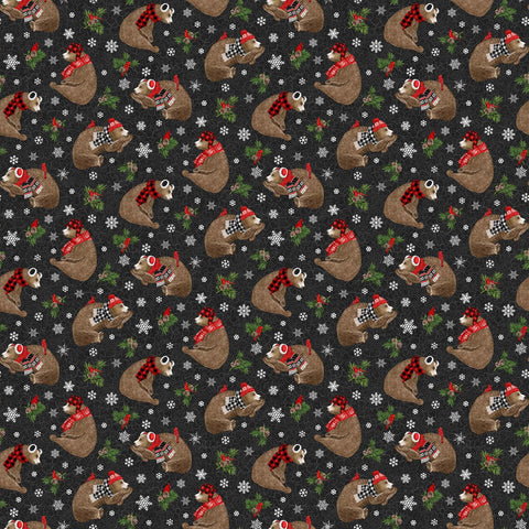 Fabric, Beary Merry Christmas, Tossed Bears, Black Multi #27058-99