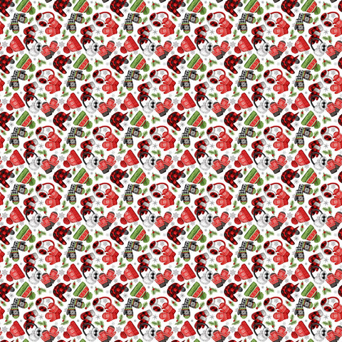 Fabric, Beary Merry Christmas, Hat Toss, White Multi #27060-10