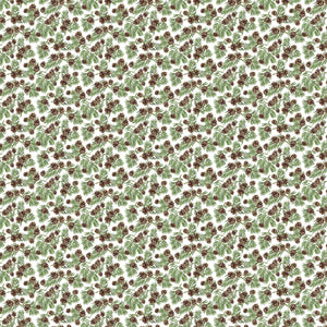 Fabric, Beary Merry Christmas, Pine Cones, White Multi #27062-10