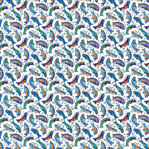 Fabric, Sacred Earth White Multi Fish 27110-10