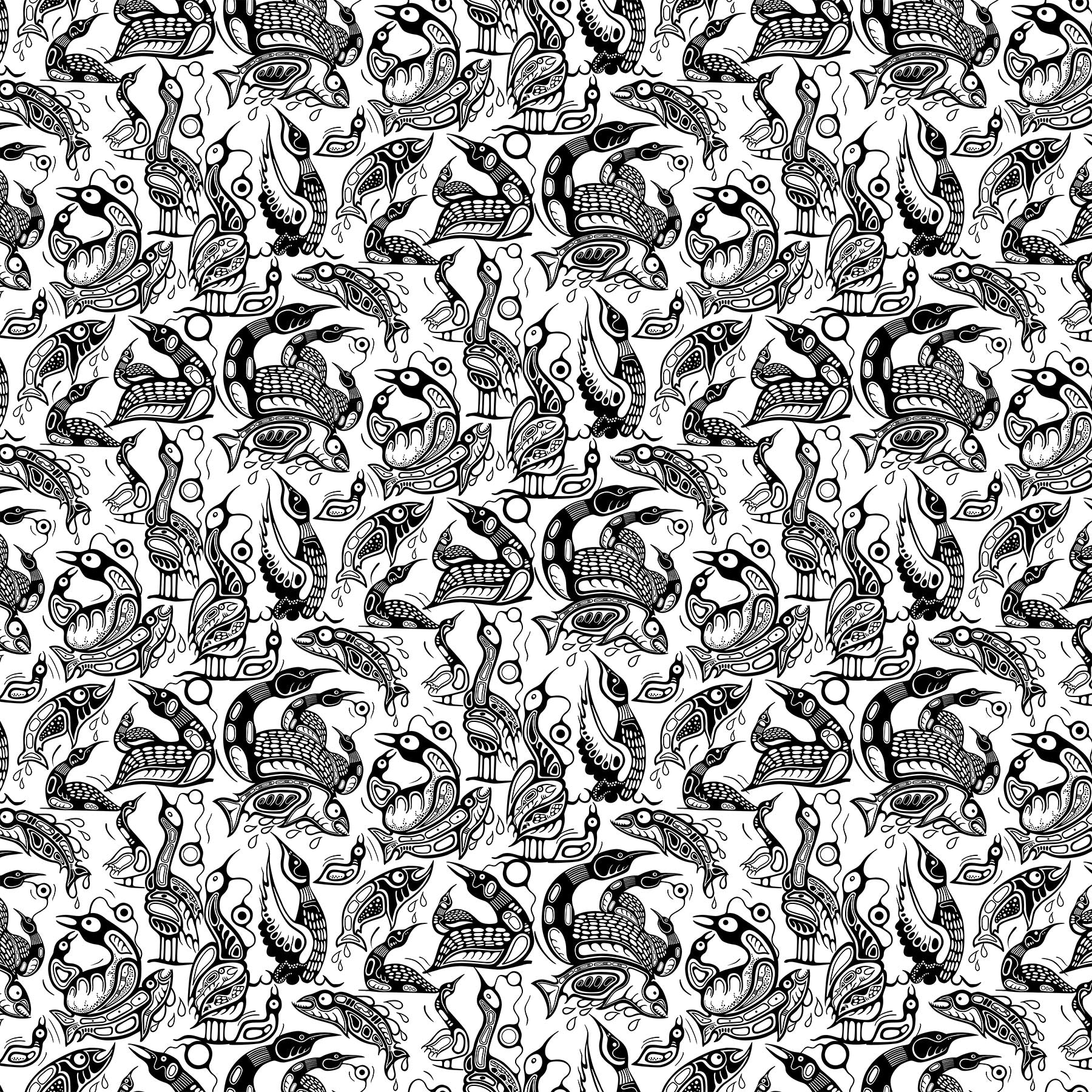 Fabric, Sacred Earth White/Black Loon 27111-10