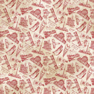 Fabric, Oh Canada 12, Beige/Red 27176-12