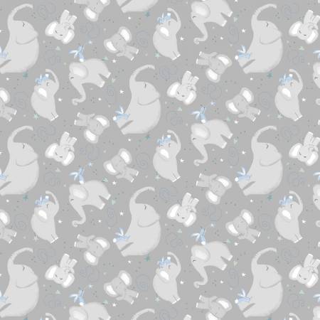 Fabric, Safari Lullaby, Gray Elephant Toss 36264-991