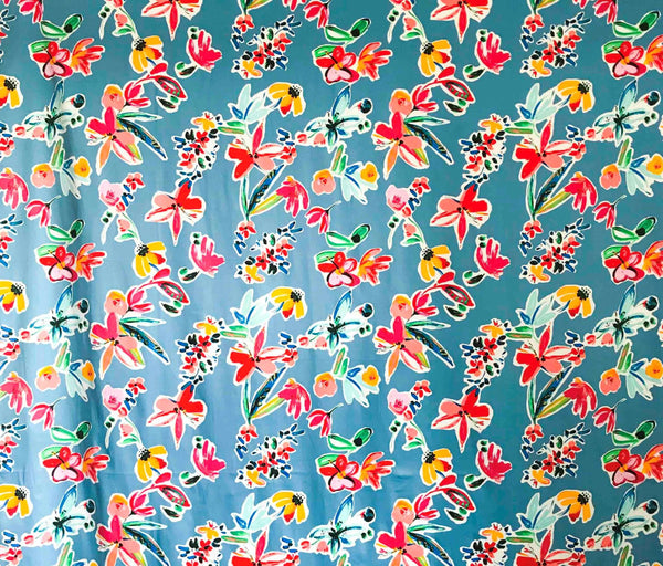 Fabric, Bloom Sateen Print Grey 42002