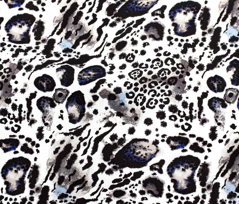 Sofia Rayon Print, Black/Denim Blue/White Leopard 422-74-01