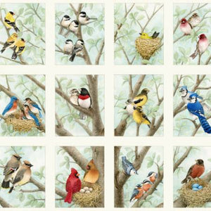 Fabric, Beautiful Birds Panel 4309E-CRM
