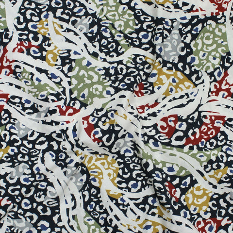 Fabric, Ania Organic Print-Navy/Olive 43598-21