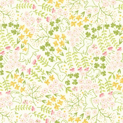 Fabric, Here Kitty Kitty by Stacy Iest, Cream Cats Foliage 520833-11