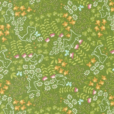 Fabric, Here Kitty Kitty by Stacy Iest, Green Cats Foliage 520833-15