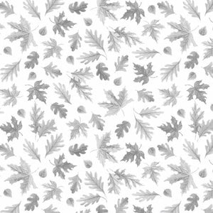 Fabric Flannel ,White Falling Leaves