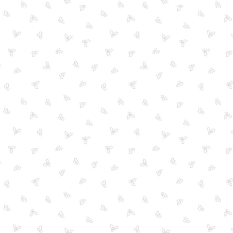 Fabric, White on White Pixie Holly, 54616-1