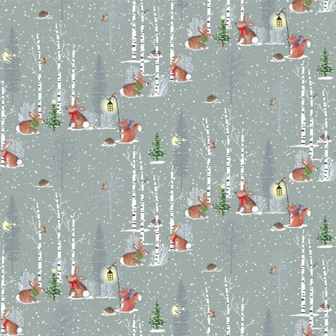 Fabric, Winter Moon, Lamplight Grey with Hare 80970 Col 5