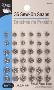 Snap Sew on Nickel Assorted 36 piece 81-65