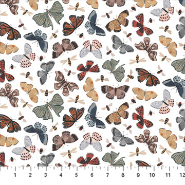 Fabric, Eden Boccaccini Meadows Butterflies on White 90731-10