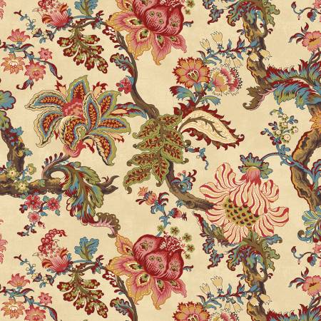 Fabric, Countryside by Kaye England Collection, Cream/Multi Large Floral 98750-137