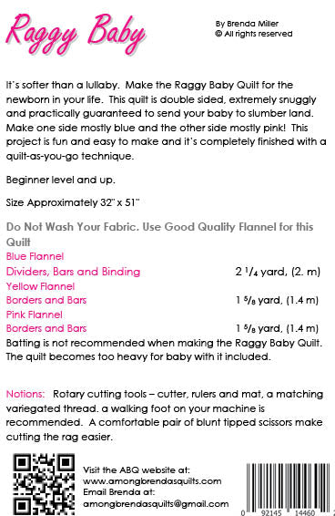 Pattern, ABQ, Raggy Baby Quilt, ABQ-120