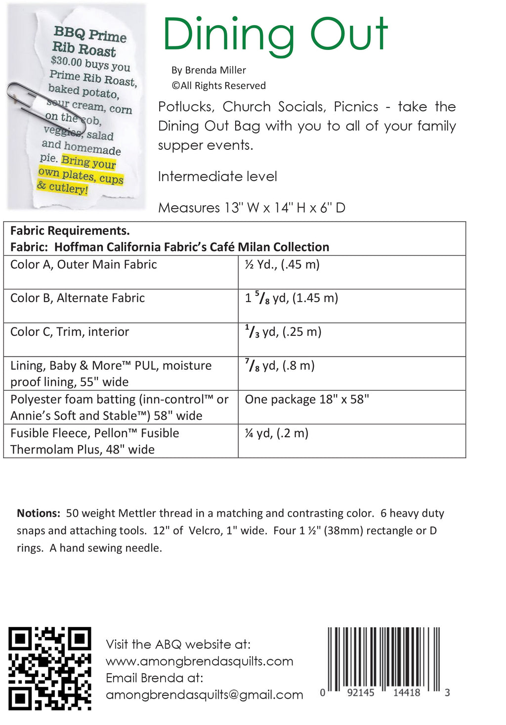 Pattern, Dining Out, Table Service Carrier for Picnics ABQ-164
