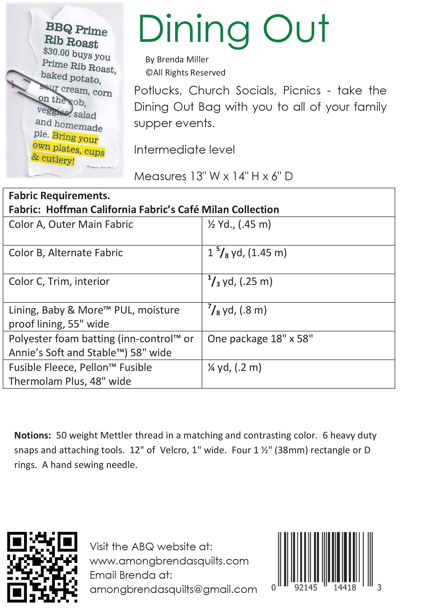 Pattern, Dining Out, Table Service Carrier for Picnics ABQ-164