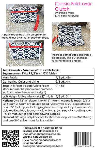 Pattern, Classic Fold-over Clutch ABQ-193