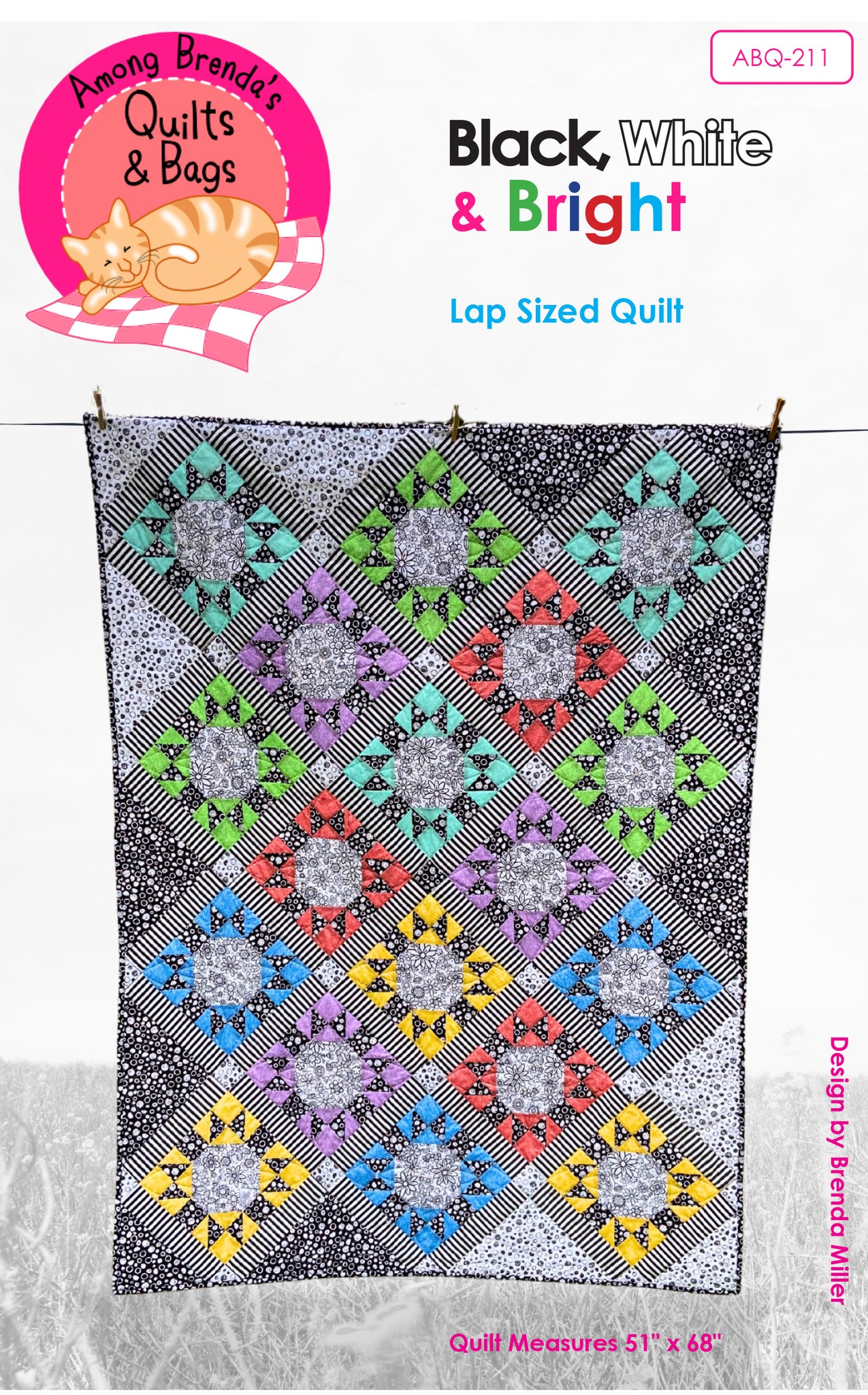 Pattern, ABQ, Black, White & Bright Lap Quilt