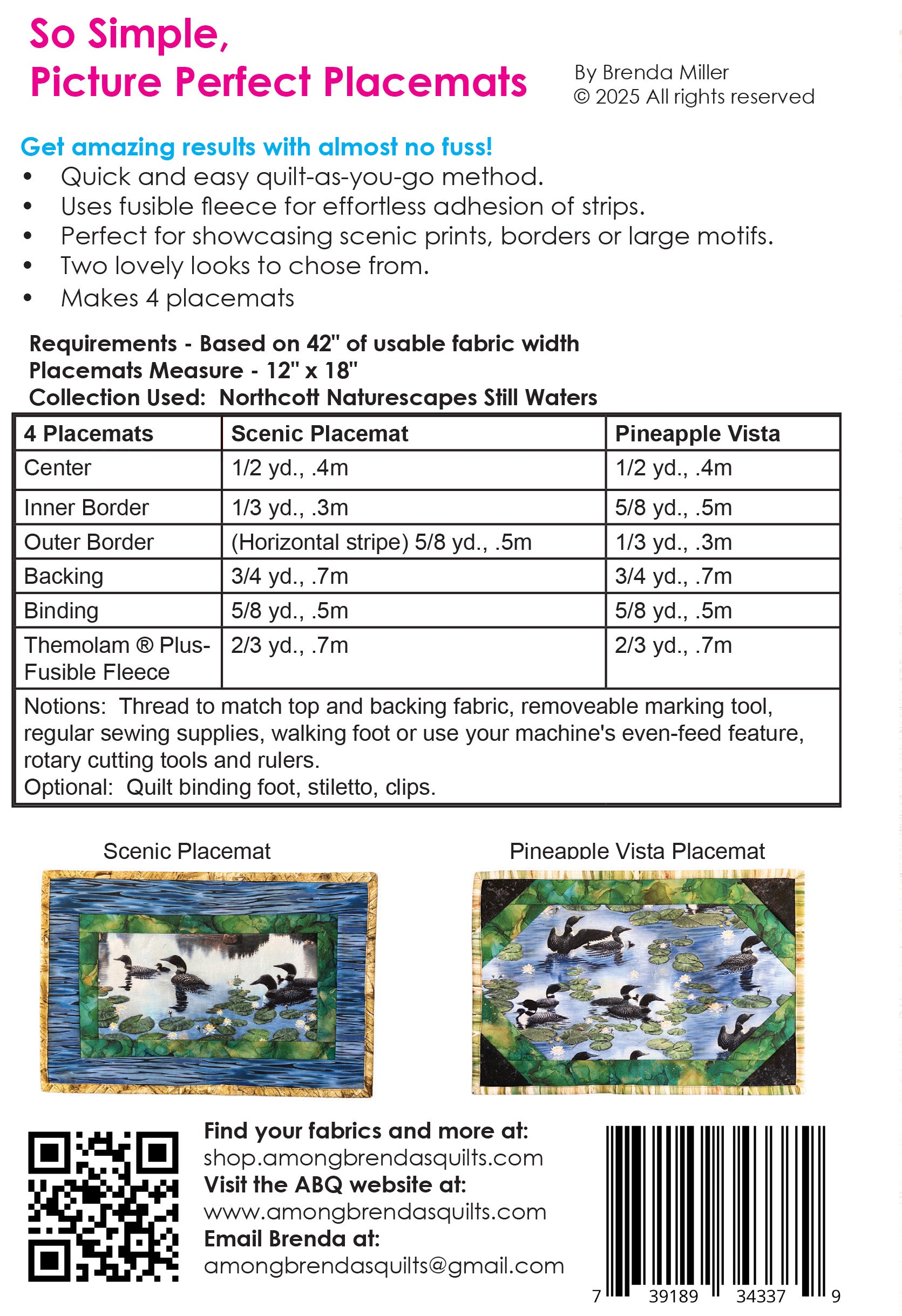 Pattern, So Simple, Picture Perfect Placemats ABQ-212