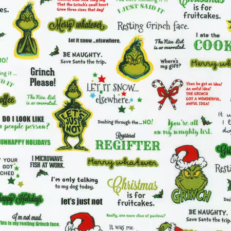 Fabric, Grinch Letters Holiday Dr. Seuss # ADE20280223