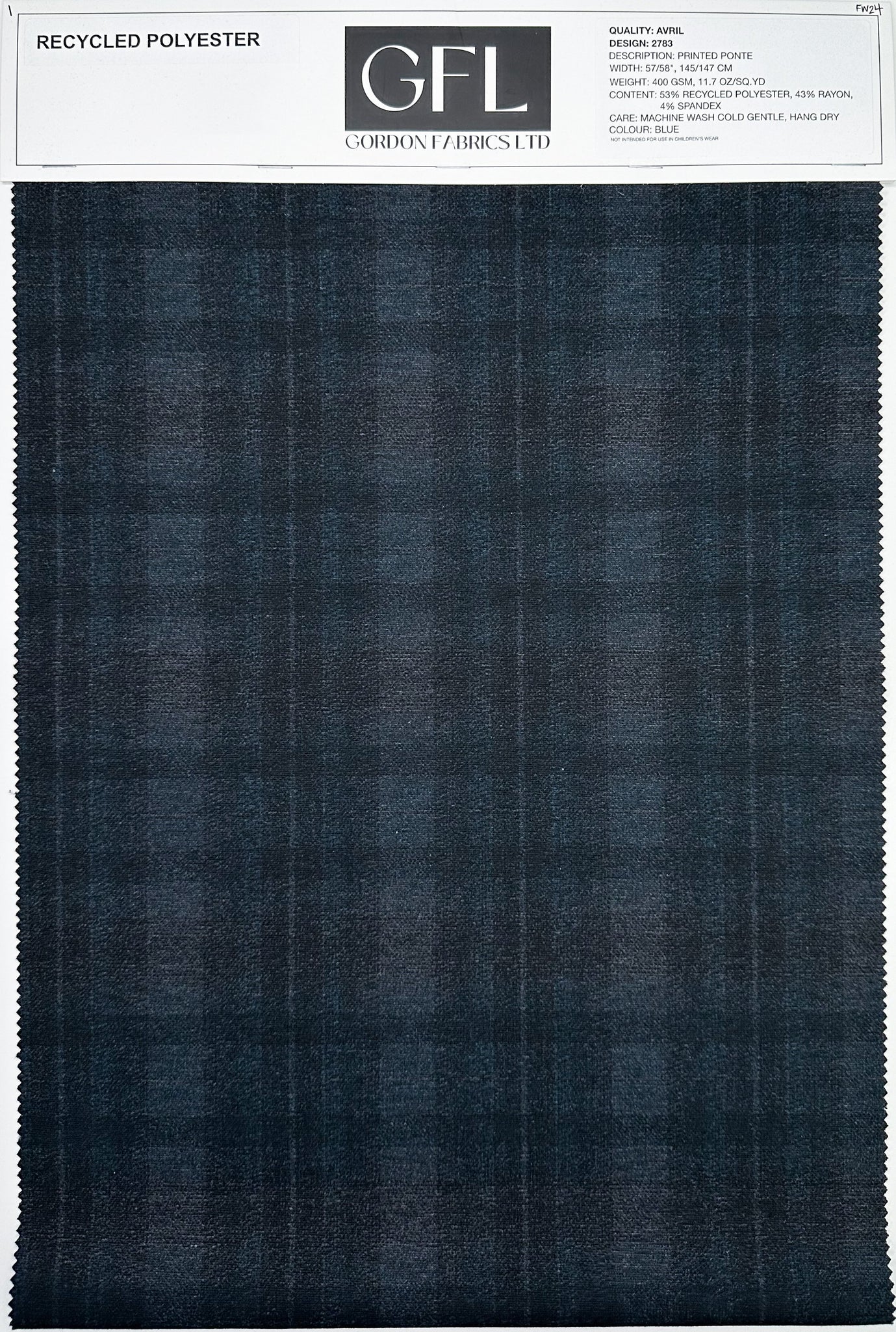 Fabric, Knit Ponte De Roma, Avril Blue/Black #2783