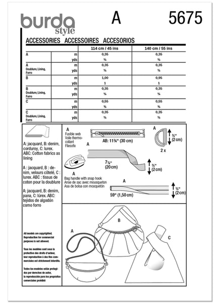 Pattern, Burda, 5675, Bags