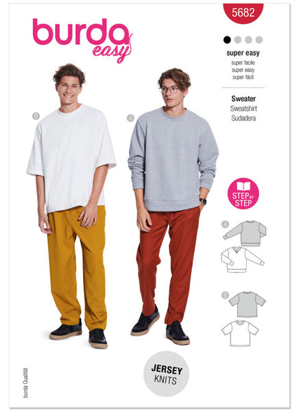 Pattern, Burda, 5682, Mens Sweater & T-Shirt