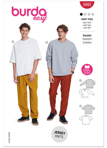 Pattern, Burda, 5682, Mens Sweater & T-Shirt