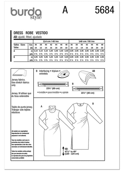 Pattern, Burda, 5684, Misses' Dresses