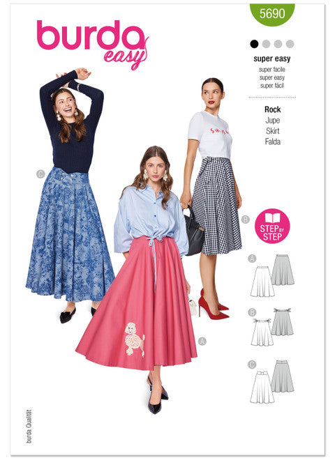 Pattern, Burda, 5690, Misses' Skirts