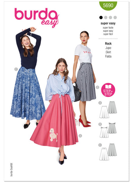 Pattern, Burda, 5690, Misses' Skirts