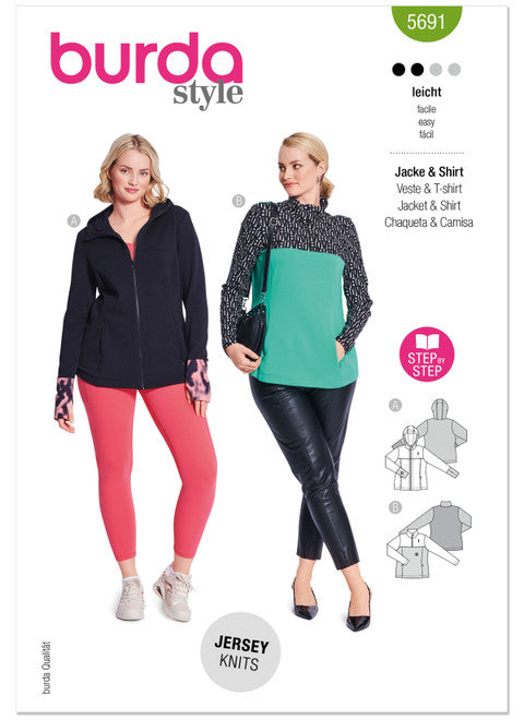 Pattern, Burda, 5691 Misses' Sports Shirts