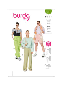 Burda, 5761, Misses' Cargo Trouser Pants