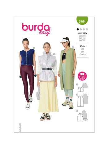 Burda, 5764, Misses' Waistcoats and Vest