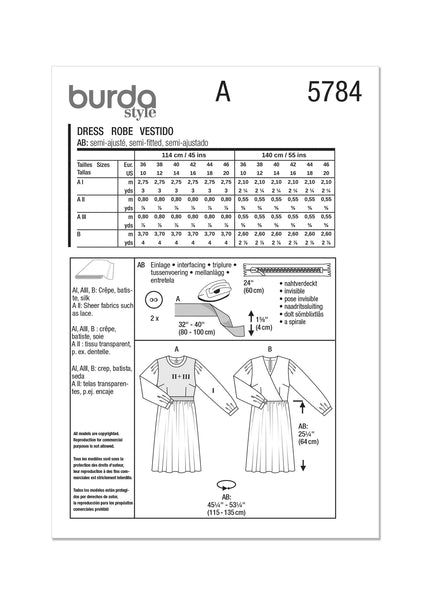 Burda, 5784, Misses Dress