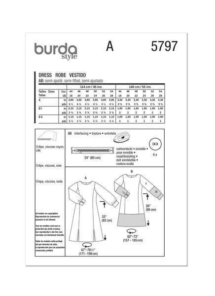 Burda, 5797, Misses Dresses