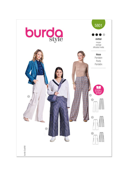 Burda, 5801, Misses Pants