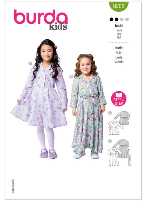 Pattern, Burda, 9206 Children's Dresses