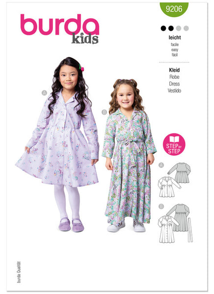 Pattern, Burda, 9206 Children's Dresses