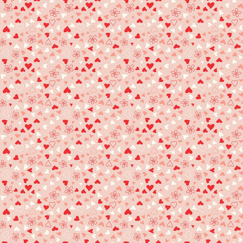Fabric, I Love Us Scattered Hearts C13964R-BLUSH