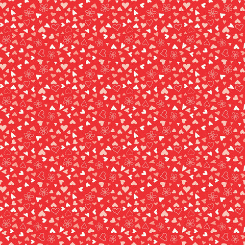 Fabric, I Love Us Scattered Hearts C13964R-Red